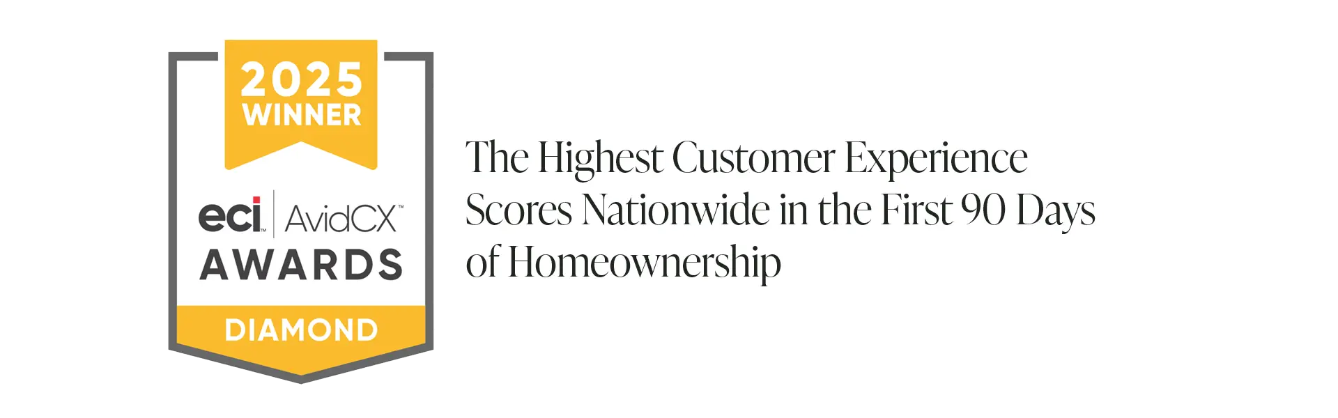 2025 Winner AvidCX Diamond: The Highest Customer Experience Scores Nationwide in the First 90 Days of Homeownership