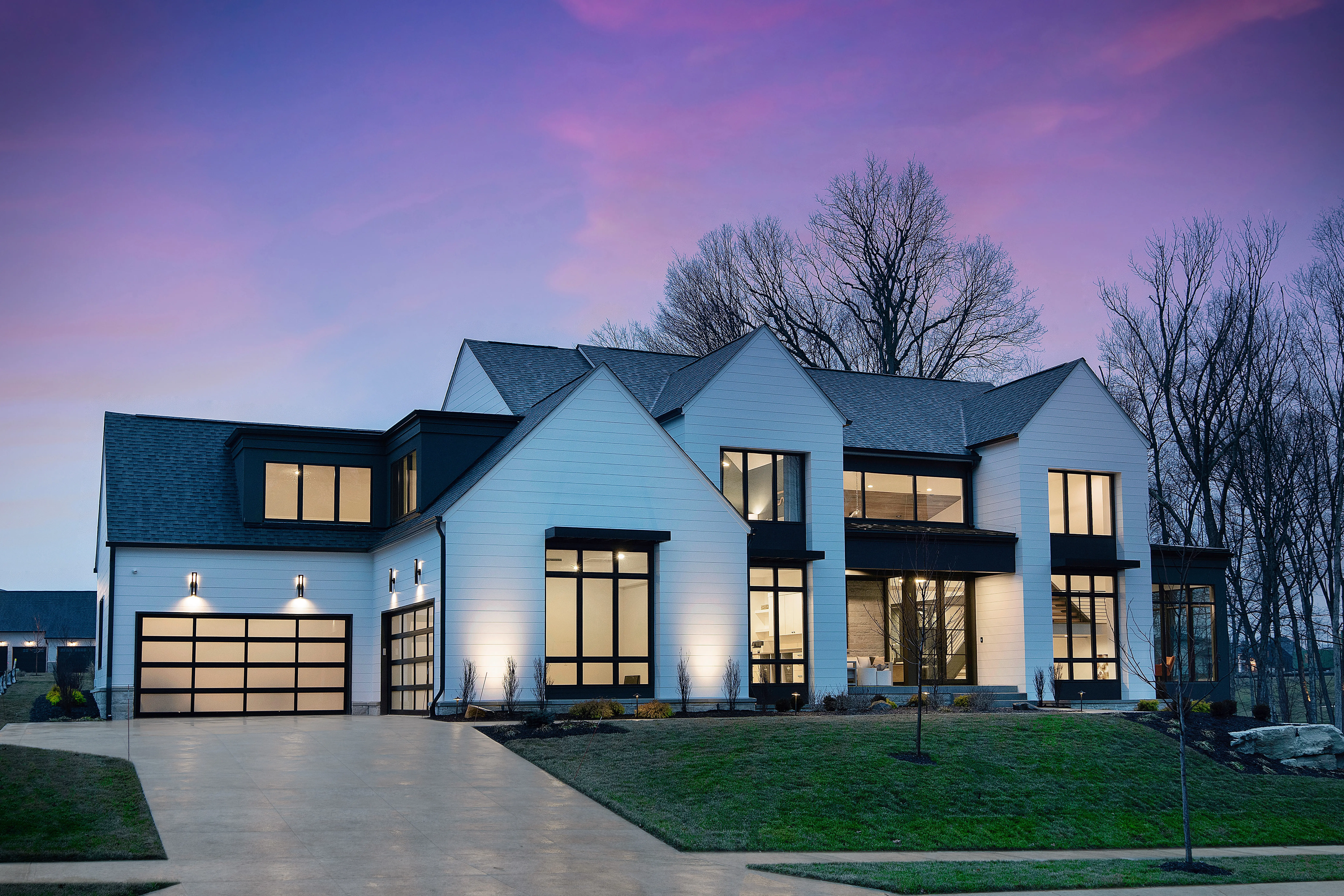 Creekside Model Home Elevation at Dusk