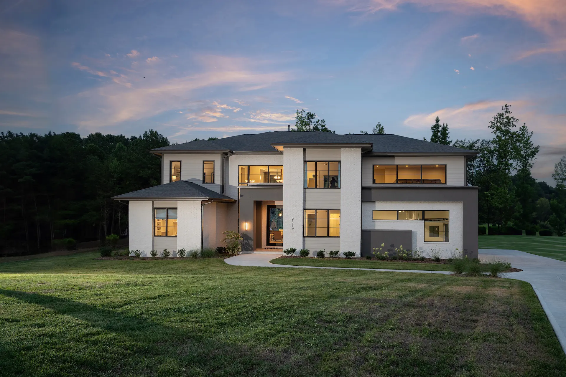 Dawning Model Home - Front Elevation at Dusk